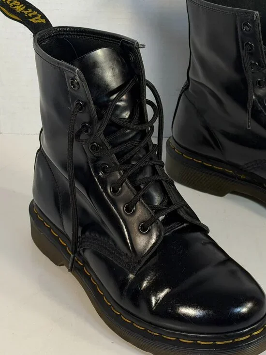 DR MARTENS Black leather military type boots M-8 /L -9 - Picture 2 of 11